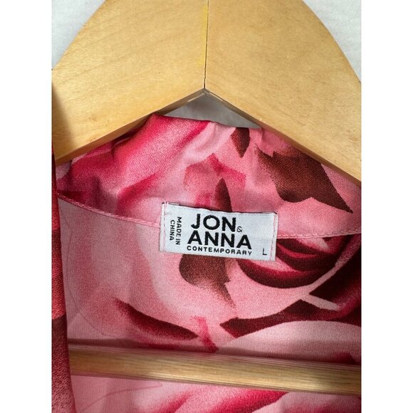 Jon & Anna Contemporary Pink Floral satin button tunic sz L - Picture 2 of 6